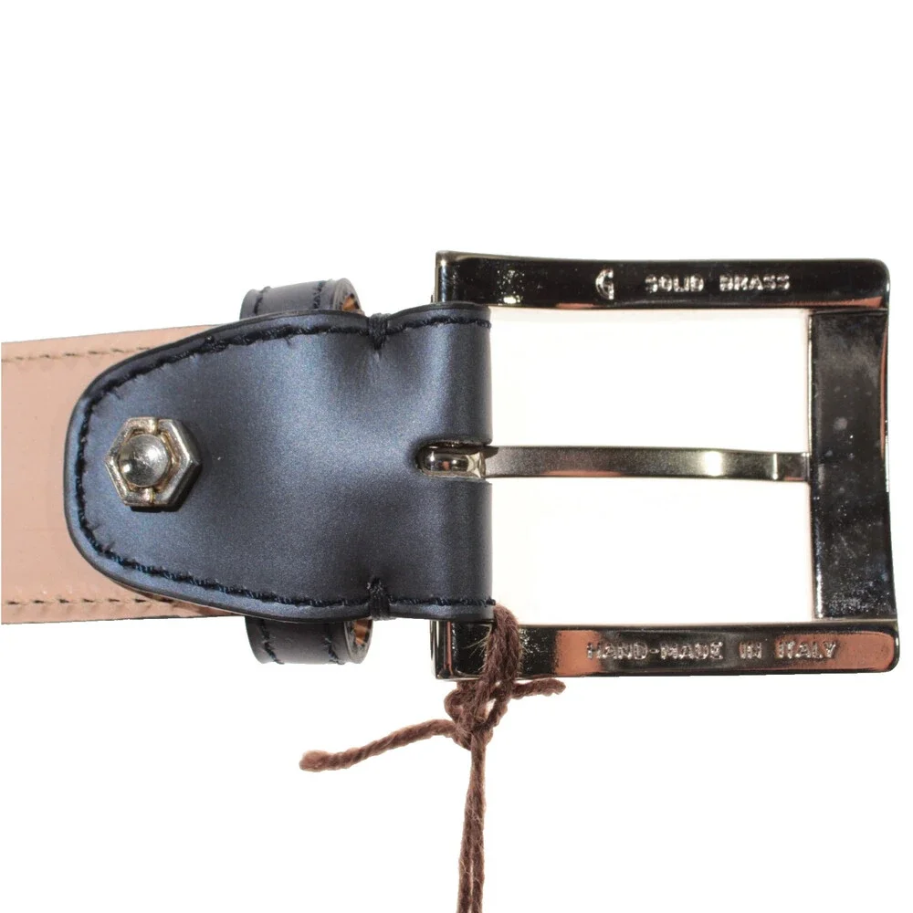 Di Bianco NWT Cut to Size Dress Belt In Solid Navy Blue Leather One Size